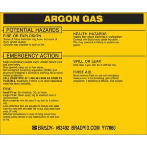 BRADY 93492 Chemical Label 3-3/4 Inch Height x 4-1/2 Inch Width Pk25 | AF7ANB 20TH60