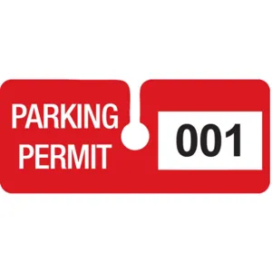 BRADY 95206 Parking Permits Rearview White/red - Pack Of 100 | AD2QZN 3TMH2