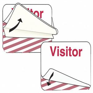 BRADY 95635 Visitor Expiring Badge, 2 Inch x 1/64 Inch Size, Red/White | CH6NFV 55GZ09