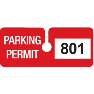 BRADY 96296 Parking Permits Rearview White/red - Pack Of 100 | AD2QZX 3TMJ1