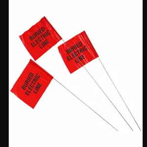 BRADY 98168 Marking Flag, 4 Inch X 5 Inch Flag Size, 30 Inch Staff Height, Black/Red | CP2FNE 14H738