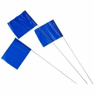 BRADY 98175 Marking Flag, 4 x 5 Inch Flag Size, 30 Inch Staff Ht, Blue, Buried Electric Line | CP2FNF 35XF87