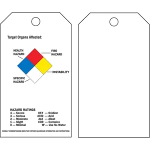 BRADY 99103 Tag Polyester Chemical Hazard - Pack Of 25 | AF4CAT 8PHU8