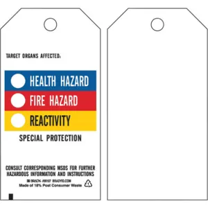 BRADY 99111 Tag Polyester Chemical Hazard - Pack Of 25 | AF4DYN 8TLV8