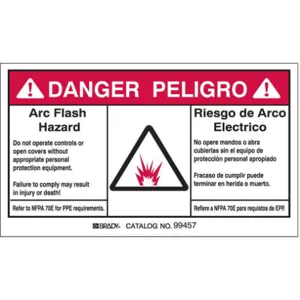 BRADY 99457 Arc Flash Protection Label - Pack Of 5 | AE6DZE 5RB58