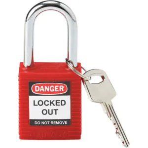 BRADY 99552 Lockout Padlock Keyed Different Red 1/4 Inch Shackle Diameter | AC3ZJB 2XU60