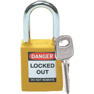 BRADY 99570 Lockout Padlock Keyed Different Yellow 1/4 Inch Diameter | AC3ZJE 2XU63