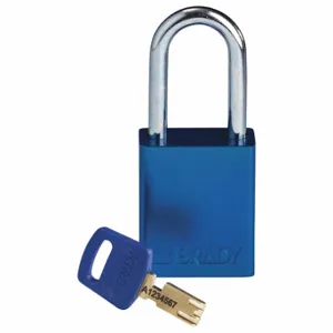 BRADY ALU-BLU-38ST-KD Lockout Padlock, Keyed Different, Aluminum, Std Body Body Size, Steel, Std, Blue | CP2FED 55JY17