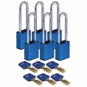 BRADY ALU-BLU-76ST-KD6PK Lockout Padlock, PK 6 | CE9YBR 55JZ26