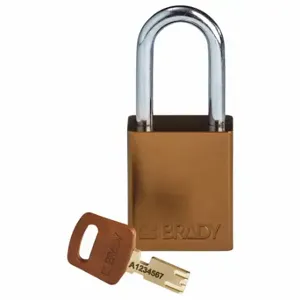 BRADY ALU-BRN-38ST-KD Lockout Padlock, Keyed Different, Aluminum, Std Body Body Size, Steel, Std, Brown | CP2FHL 55JY21