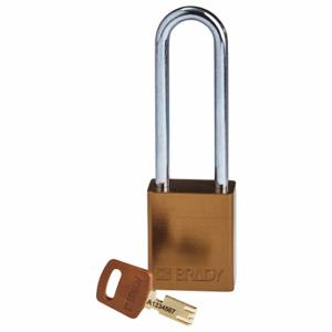 BRADY ALU-BRN-76ST-KD Lockout Padlock, Keyed Different, Aluminum, Std Body Body Size, Steel, Extended, Brown | CP2FDP 55JZ12