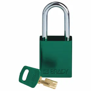 BRADY ALU-GRN-38ST-KD Lockout Padlock, Keyed Different, Aluminum, Std Body Body Size, Steel, Std, Green | CP2FEF 55JY16