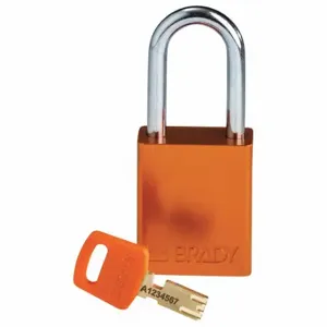 BRADY ALU-ORG-38ST-KD Lockout Padlock, Keyed Different, Aluminum, Std Body Body Size, Steel, Std, Orange | CP2FEG 55JY19