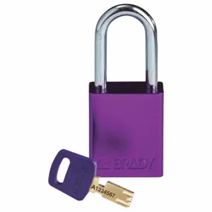 BRADY ALU-PRP-38ST-KD Lockout Padlock, Keyed Different, Aluminum, Std Body Body Size, Steel, Std, Purple | CP2FEJ 55JY20