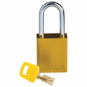 BRADY ALU-YLW-38ST-KD Lockout Padlock, Keyed Different, Aluminum, Std Body Body Size, Steel, Std, Yellow | CP2FEP 55JY15