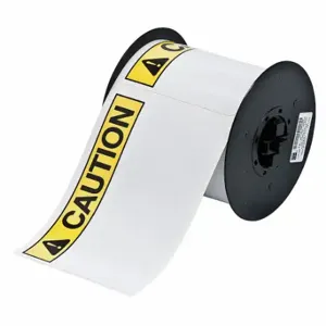 BRADY B30-25-595-ANSICA Precut Label Roll, Caution, Caution Header, 4 x 6 Inch Size, Vinyl, White, Outdoor | CP2KLQ 6XGZ6