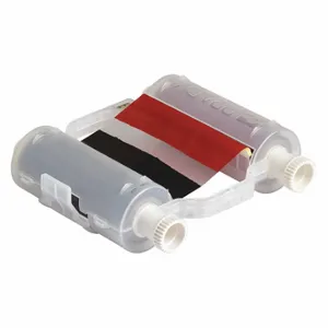 BRADY B30-R10000-KR-16 Label Printer Ribbon Cartridge, 4 5/16 Inch Size x 200 ft, Black/Red, Resin, R10000 | CP2BGC 45LT32