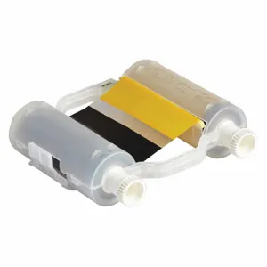 BRADY B30-R10000-KY-16 Label Printer Ribbon Cartridge, 4 5/16 Inch Size x 200 ft, Black/Yellow, Resin, R10000 | CP2BGD 45LT36