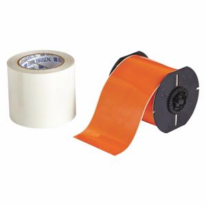 BRADY B30C-4000-483OR-KT Continuous Label Roll, 4 Inch X 100 Ft, Polyester With Rubber Adhesive, Orange | CP2JLL 45LT19