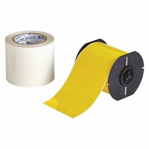 BRADY B30C-4000-483YL-KT Continuous Label Roll, 4 Inch X 100 Ft, Polyester With Rubber Adhesive, Yellow | CP2JLP 40AW47