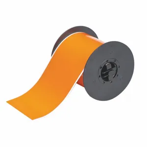 BRADY B30C-4000-595-OR Continuous Label Roll, 4 Inch X 100 Ft, Vinyl, Orange, Outdoor | CP2JMW 6UMP3