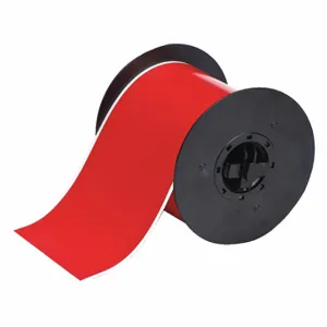 BRADY B30C-4000-595-RD Continuous Label Roll, 4 Inch X 100 Ft, Vinyl, Red, Outdoor, 0.004 Inch Label Thick | CP2JNB 6UMP7