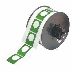 BRADY B30EP-167-593-GN Precut Label Roll, Circle With Notch, 1 1/2 x 1 13/64 Inch Size, Polyester, Green | CP2KLZ 6UNF2