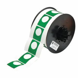 BRADY B30EP-167U-593-GN Precut Label Roll, Circle, 1 1/2 x 1 13/64 Inch Size, Polyester, Green | CP2KPD 6UNF3