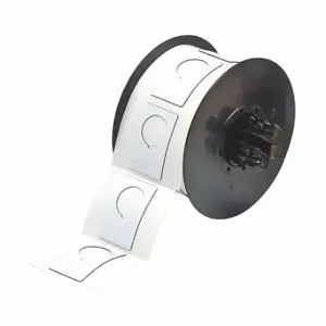 BRADY B30EP-168-593-WT Precut Label Roll, Circle With Notch, 1 29/32 x 1 13/64 Inch Size, Polyester, White | CP2KMV 6UNG4