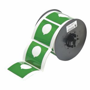 BRADY B30EP-170-593-GN Precut Label Roll, Circle With Notch, 2 13/32 x 2 13/32 Inch Size, Polyester, Green | CP2KNQ 6UNF6