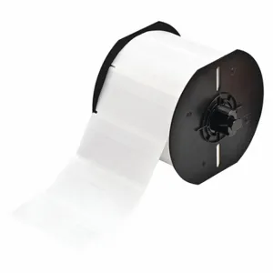 BRADY B33-74-427 Precut Label Roll, 1 7/16 x 51/64 Inch Size, Vinyl, Black On White | CV2QWV 45KK31