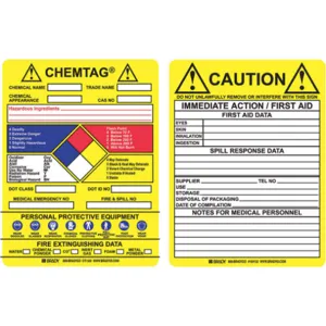 BRADY CHEM-CTI500 Chemtag(r) Insert 5-3/4 x 7-5/8 Inch - Pack Of 100 | AC9EYJ 3GAL4