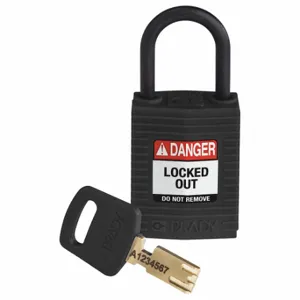 BRADY CPT-BLK-25PL-KD Lockout Padlock, Keyed Different, Nylon, Compact Body Body Size, Plastic, Std, Black | CP2FEQ 55JZ36