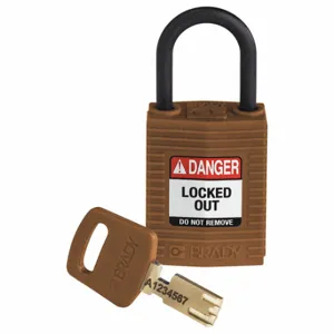 BRADY CPT-BRN-25PL-KD Lockout Padlock, Keyed Different, Nylon, Compact Body Body Size, Plastic, Std, Brown | CP2FEV 55JZ39