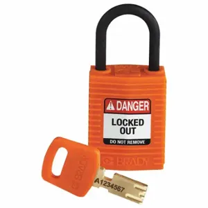 BRADY CPT-ORG-25PL-KD Lockout Padlock, Keyed Different, Nylon, Compact Body Body Size, Plastic, Std, Orange | CP2FEY 55JZ37