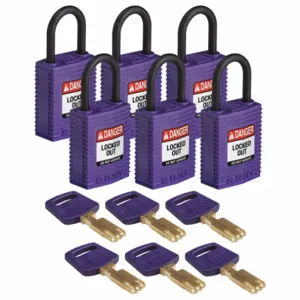 BRADY CPT-PRP-25PL-KA6PK Lockout Padlock, PK 6 | CE9YBU 55JY74