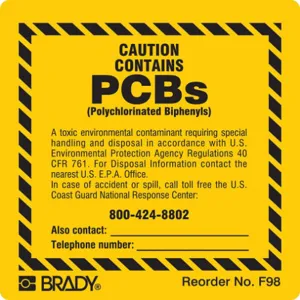 BRADY F98LS Chemical Label 2 Inch H Polyester - Pack Of 100 | AF4BVA 8PEA8