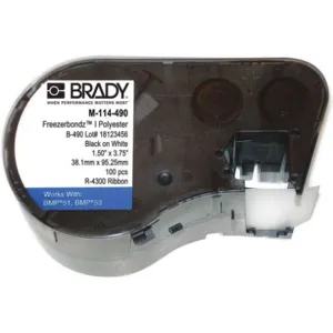 BRADY M-114-490 Tube Label 3-3/4 Inch Width 1-1/2 Inch Length | AA4ZML 13L424