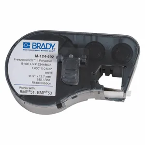 BRADY M-124-492 Precut Label Roll Cartridge, Rectangle, 1/2 x 1/2 Inch Size, Cryogenic Polyester | CP2BKC 31DJ51