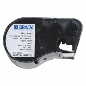 BRADY M-125-492 Precut Label Roll Cartridge, Rectangle, 1 x 1 3/4 Inch Size, Cryogenic Polyester | CP2BKB 35RZ78