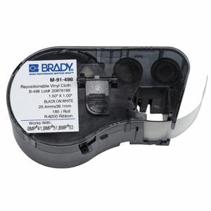BRADY M-91-498 Vorgeschnittene Etikettenrollenkassette, 1 1/2 x 1 Zoll Größe, Vinyl, Schwarz/Weiß | CP2BGK 29YJ40