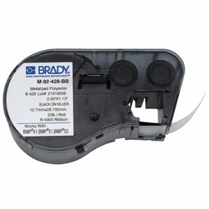 BRADY M-92-428-BB vorgeschnittene Etikettenrollenkassette, 1/2 x 1 1/8 Zoll Größe, 1 1/8 Zoll Größe, Schwarz auf Grau | CP2BKP 29YJ71