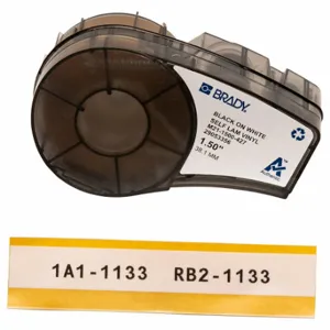 BRADY M21-1500-427 Continuous Label Roll Cartridge, 1 1/2 Inch X 14 Ft, Vinyl, Black On White | CP2BAJ 3PXX3