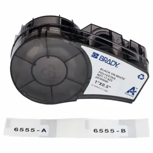 BRADY M21-17-423 Label, 1/2 Inch Size x 1 in, Halogen Free Polyester, Black on White, 121 Labels | CP2CPX 793EV9