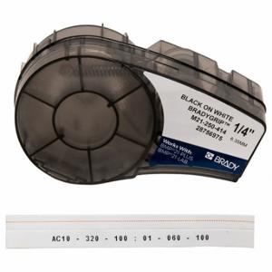 BRADY M21-250-414 Continuous Label Roll Cartridge, 1/4 Inch X 10 Ft, Polyester, Black On White | CP2BCT 60YR60