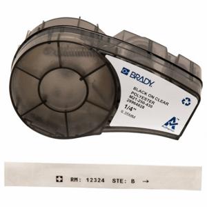 BRADY M21-250-430 Continuous Label Roll Cartridge, 1/4 Inch, 21 Ft, Autoclavable Polyester, Black On Clear | CP2BCZ 20XW75