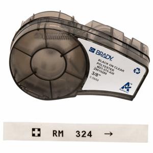 BRADY M21-375-430 Endlos-Etikettenrollenkassette, 3/8 Zoll, 21 Fuß, autoklavierbares Polyester, Schwarz auf Klar | CP2BEW 3PXU5