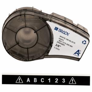 BRADY M21-375-595-BK Continuous Label Roll Cartridge, 3/8 Inch X 21 Ft, Autoclavable Vinyl, White On Black | CP2BEP 20XW81