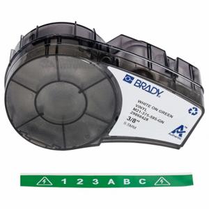 BRADY M21-375-595-GN Endlos-Etikettenrollenkartusche, 3/8 Zoll x 21 Fuß, autoklavierbares Vinyl, Weiß auf Grün | CP2BER 3PXU8