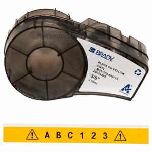BRADY M21-375-595-YL Endlos-Etikettenrollenkartusche, 3/8 Zoll x 21 Fuß, autoklavierbares Vinyl, Schwarz auf Gelb | CP2BEN 3PXX7